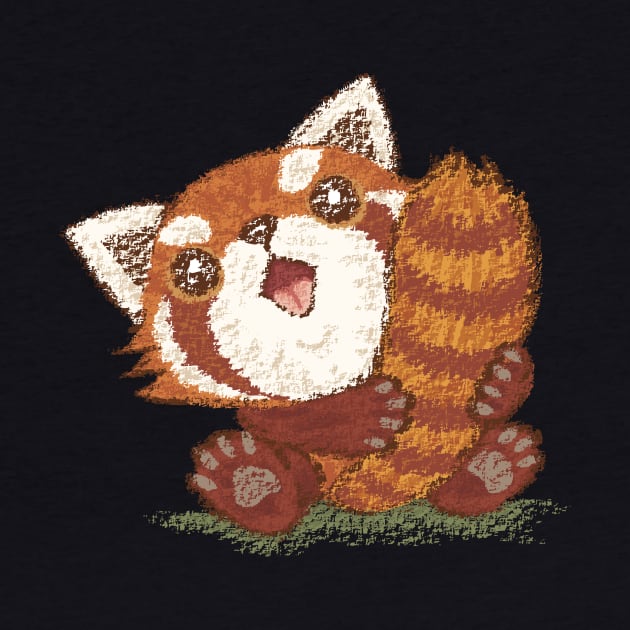 Red panda which holds a tail by sanogawa